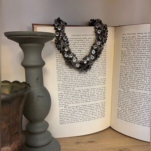 Chunky Silver Rhinestone Gunmetal and Black Necklace